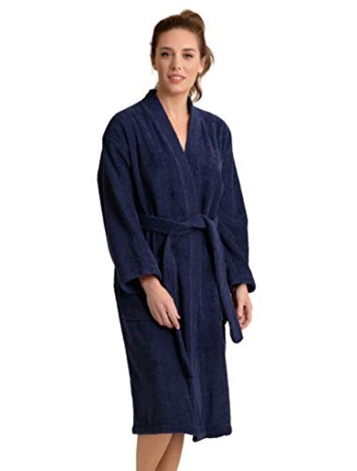 Soft Touch Linen Women's Soft Absorbent Bath Robe Terry Cloth Kimono Long Bathrobe 100% Turkish Cotton