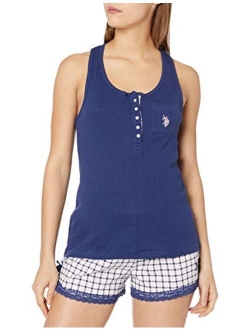 Womens Racerback Tank Top and Pajama Lounge Shorts Sets