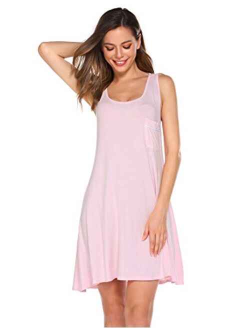 Ekouaer Sleepwear Womens Chemise Nightgown Full Slip Lounge Dress Sexy Lingerie Sleepshirt