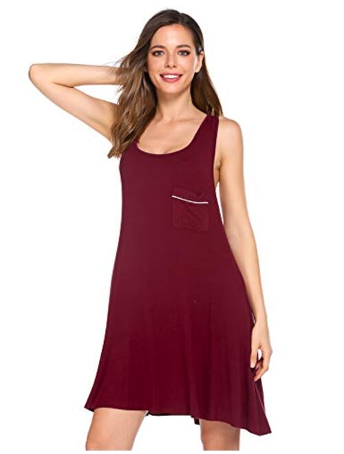 Ekouaer Sleepwear Womens Chemise Nightgown Full Slip Lounge Dress Sexy Lingerie Sleepshirt