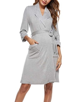 Molliya Maternity Nursing Robe Women Printed Pregnancy Hospital Delivery Pockets Bathrobe