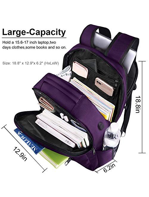 LAPACKER 15.6-17 inch Business Laptop Backpacks for Women Mens, Water Resistant Laptop Travel Bag with USB Charging Port, Lightweight College Students Notebook Computer B