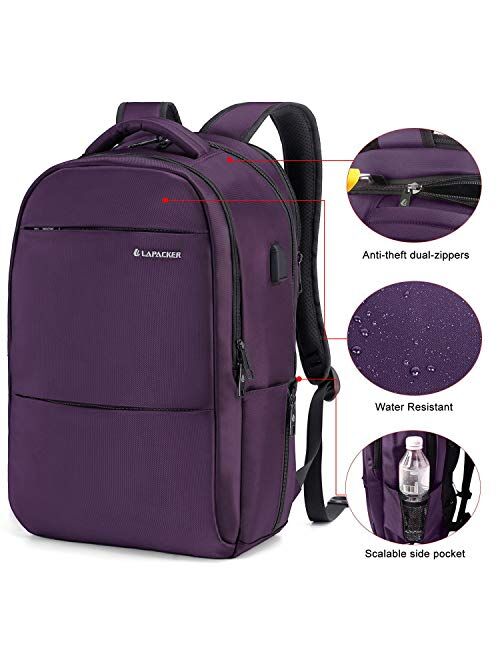 LAPACKER 15.6-17 inch Business Laptop Backpacks for Women Mens, Water Resistant Laptop Travel Bag with USB Charging Port, Lightweight College Students Notebook Computer B