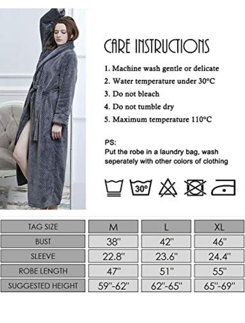 CHENXI Womens Loungewear Plush Fleece Bath Robes Cosy Housecoats