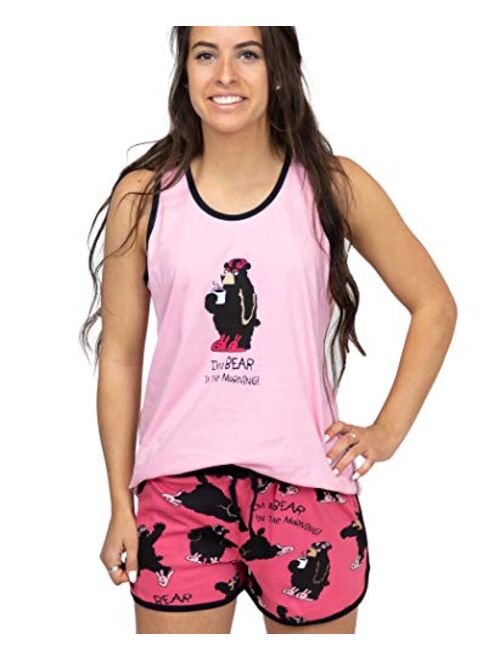 Lazy One Matching Pajamas for Women, Cute Pajama Shorts and Tank Top Set