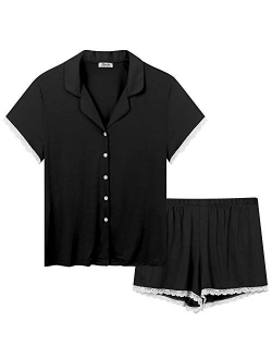 Cherrydew Womens Pajamas Soft Bamboo - PJ Short Sets for Women