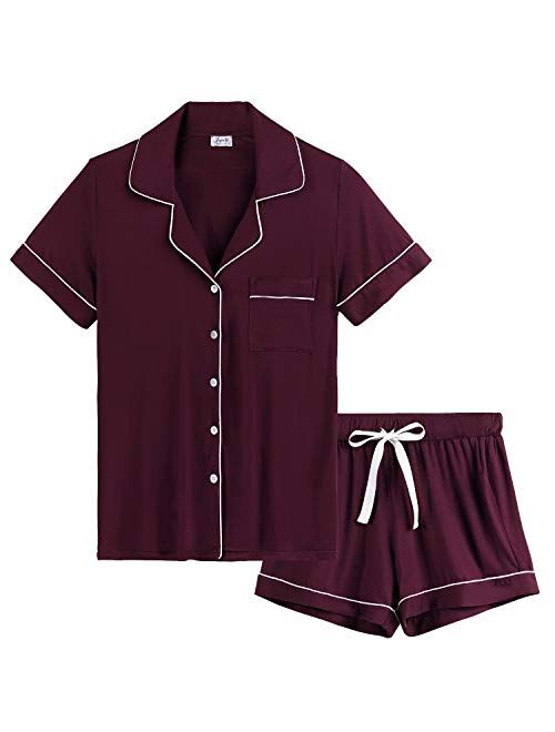 Cherrydew Womens Pajamas Soft Bamboo - PJ Short Sets for Women