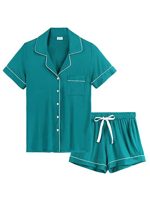 Cherrydew Womens Pajamas Soft Bamboo - PJ Short Sets for Women