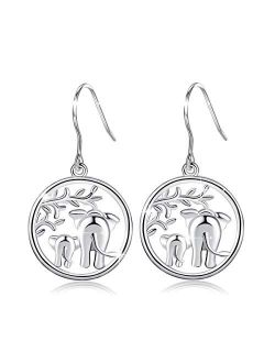 Elephant Earrings Gifts for Women, AEONSLOVE 925 Sterling Silver Womens Lucky Elephant Drop Dangle Earrings Mother's Day Jewelry Gifts for Women Mom Wife Girls