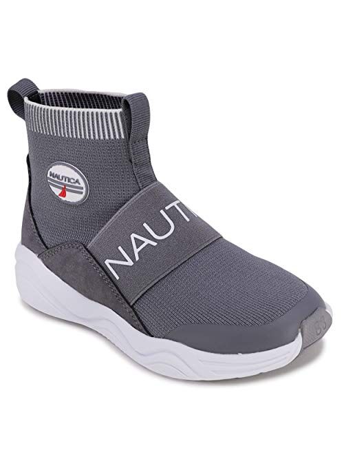 Nautica Kids Boys Silas Youth High-Top Sock Slip-On Sneaker with Extra Ankle Support