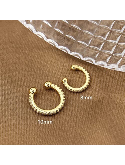 Dainty Hoop Earrings for Women 14K Real Gold Plated Cuff Earrings Huggie Stud for Women