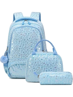 Meisohua Teen Girls Backpack Set Kids School Bookbag with Lunch Tote Bag Pencil Case Cute Unicorn School Backpacks