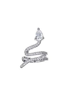 Sterling Silver 7 Crystal and 1 PCS Snake Ear Cuff Climber Wrap Earrings for Women Girls