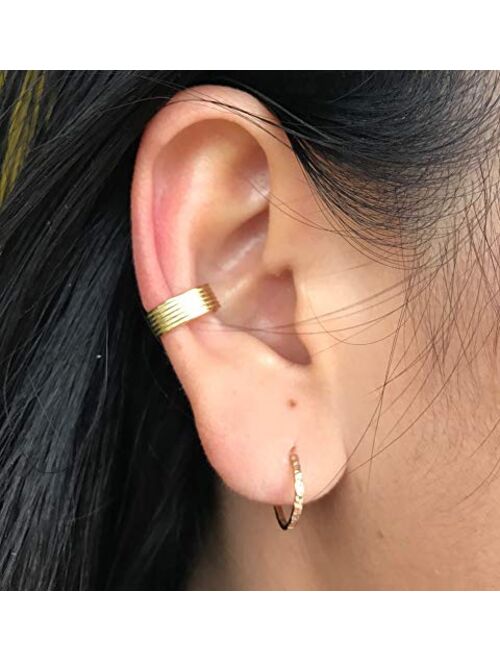 GOLD XIONG PADISHAH S925 Sterling Silver Threader Earrings & Ear Cuff Double line no Piercing Earrings Set Fake Piercing Connected Chain Sister