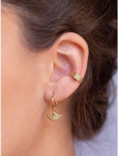 GOLD XIONG PADISHAH S925 Sterling Silver Threader Earrings & Ear Cuff Double line no Piercing Earrings Set Fake Piercing Connected Chain Sister