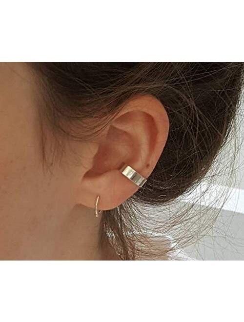 GOLD XIONG PADISHAH S925 Sterling Silver Threader Earrings & Ear Cuff Double line no Piercing Earrings Set Fake Piercing Connected Chain Sister