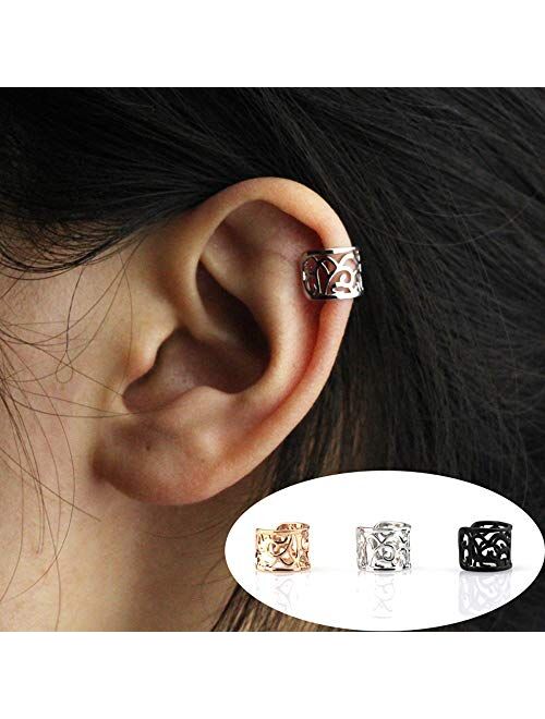 4pcs Hollow Stripe Art Earring Cuff Clip-on Ear No Piercing Jewelry for Graceful Women Girl