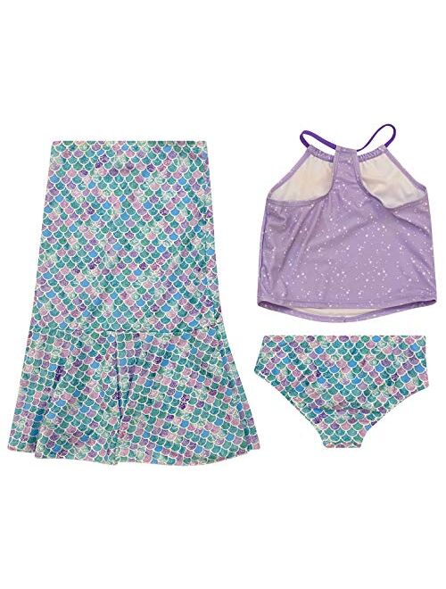 Toddler and Big Girl Authentic Character Rash Guard and Swimsuit Set UPF 50