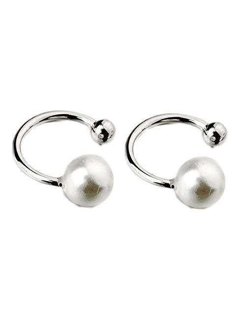 Faux Pearl U Studs Ear Crawler Earrings Cuffs Climber Ear Wrap Pin Vine Non-pierced Charm Clip On Jewelry