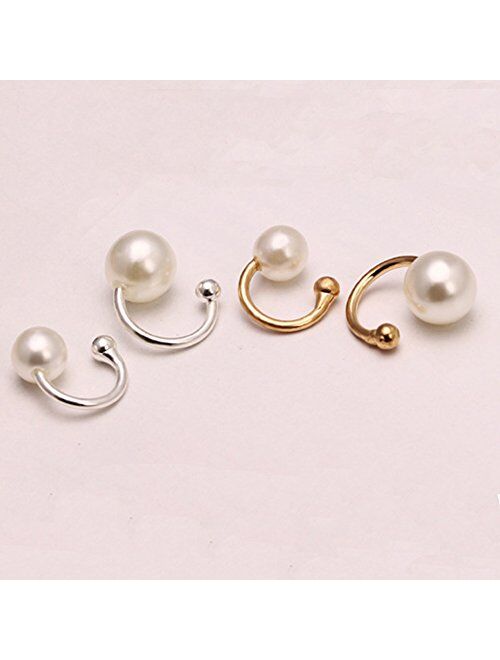 Faux Pearl U Studs Ear Crawler Earrings Cuffs Climber Ear Wrap Pin Vine Non-pierced Charm Clip On Jewelry