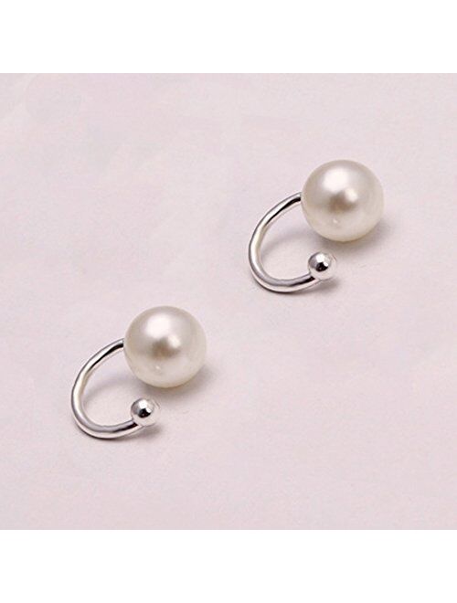 Faux Pearl U Studs Ear Crawler Earrings Cuffs Climber Ear Wrap Pin Vine Non-pierced Charm Clip On Jewelry