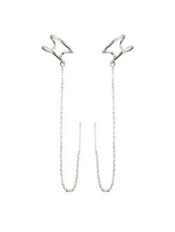 Threader Tassel Earrings 925 Sterling Silver Cuff Chain Earrings for Women Cartilage Earrings