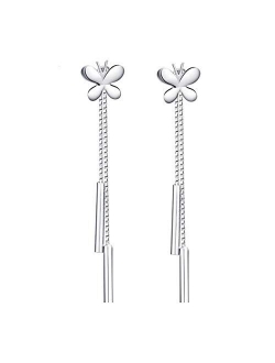 Exquisite Wire Threader Dangle Earrings Curve Twist Shape 18k White Gold Plated Jewelry for Women