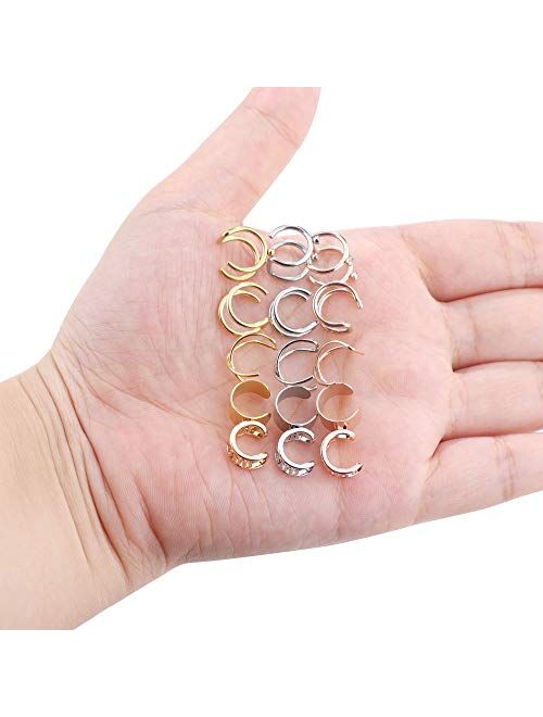 Jstyle 15Pairs Ear Cuff Earrings for Women Clip on Earrings Non-Piercing Cartilage Helix Lip Jewelry Adjustable