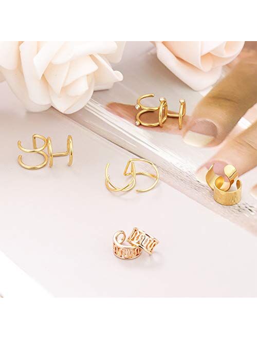 Jstyle 15Pairs Ear Cuff Earrings for Women Clip on Earrings Non-Piercing Cartilage Helix Lip Jewelry Adjustable