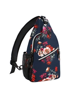 MOSISO Sling Backpack,Travel Hiking Daypack Cottonrose Crossbody Shoulder Bag