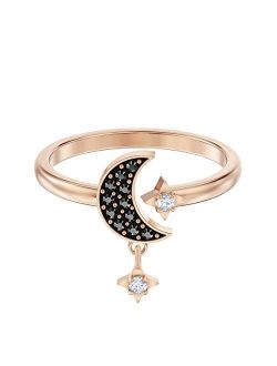 Women's Symbolic Black Moon, Rose Gold Tone Finish, Crystal Ring Jewelry Collection