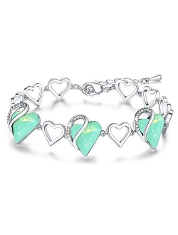 Leafael Infinity Love Heart Link Bracelet with Birthstone Crystal, Women's Gifts, Silver-Tone, 7" with 2" Extender