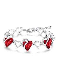 Leafael Infinity Love Heart Link Bracelet with Birthstone Crystal, Women's Gifts, Silver-Tone, 7" with 2" Extender