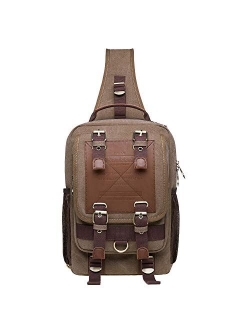KAUKKO Canvas Messenger Bag Cross Body Shoulder Sling Backpack Travel Hiking Chest Bag