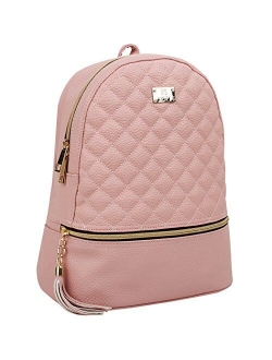 Copi Women's Simple Design Fashion Quilted Casual Backpack