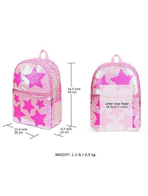 Sequin School Backpack for Girls Boys Kids Cute Kindergarten Elementary Book Bag Bookbag Glitter Sparkly Back Pack