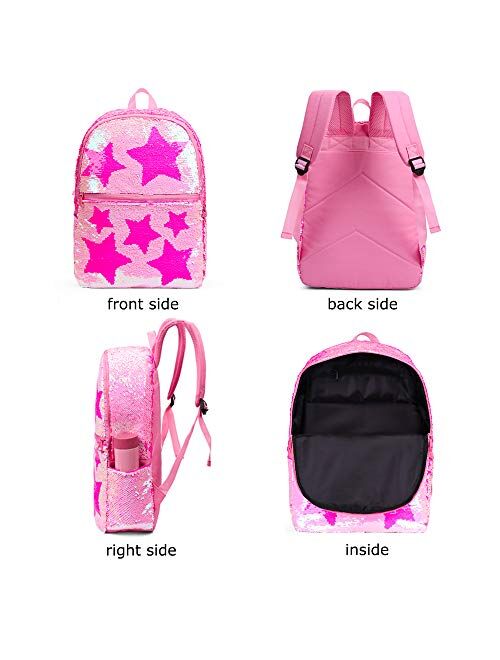 Sequin School Backpack for Girls Boys Kids Cute Kindergarten Elementary Book Bag Bookbag Glitter Sparkly Back Pack