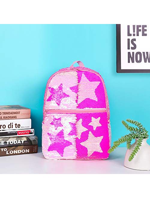 Sequin School Backpack for Girls Boys Kids Cute Kindergarten Elementary Book Bag Bookbag Glitter Sparkly Back Pack