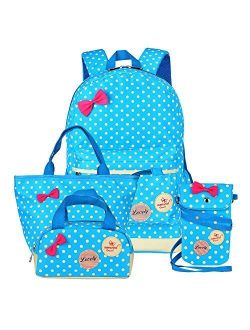 Girls Backpacks and Lunch Bag for School Book Bag and Handbag Purse Polka Dots