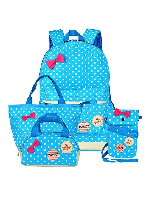 Girls Backpacks and Lunch Bag for School Book Bag and Handbag Purse Polka Dots