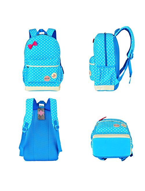 Girls Backpacks and Lunch Bag for School Book Bag and Handbag Purse Polka Dots