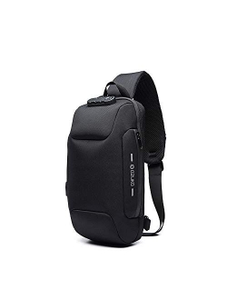 Wisfruit Anti Theft Sling Bag with USB Charging Port Casual Lightweight Chest Crossbody Daypack Waterproof