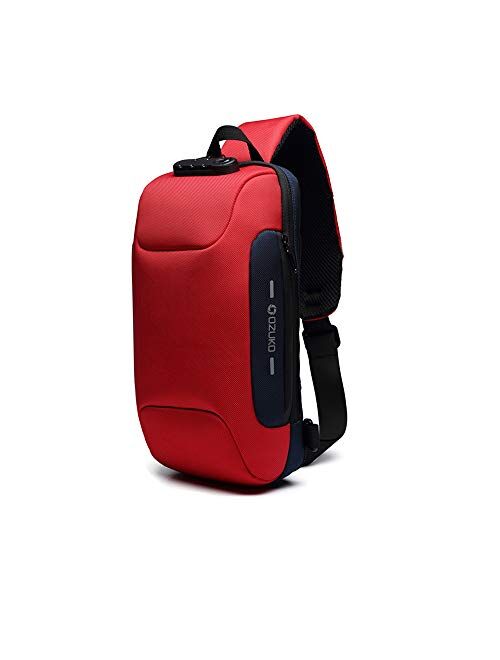 Wisfruit Anti Theft Sling Bag with USB Charging Port Casual Lightweight Chest Crossbody Daypack Waterproof