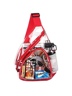 HULISEN Clear Bag, Sling Bag with Widened Adjustable Strap, CrossBody Bag with Extra External Pocket and Mesh Pocket, Strong Zipper, Stadium Approved