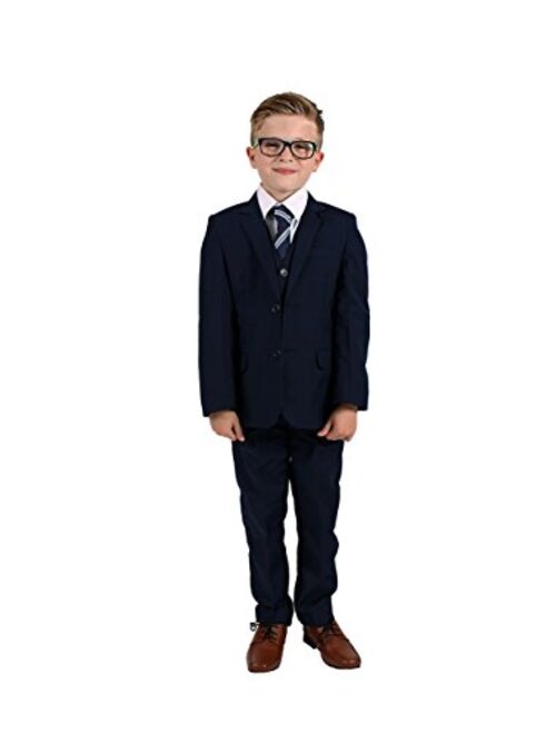 Vivaki 5 Piece Slim Fit Navy Suit, 0/3m to 14 Years