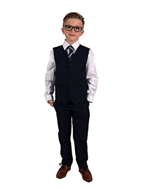 Vivaki 5 Piece Slim Fit Navy Suit, 0/3m to 14 Years