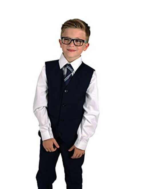 Vivaki 5 Piece Slim Fit Navy Suit, 0/3m to 14 Years