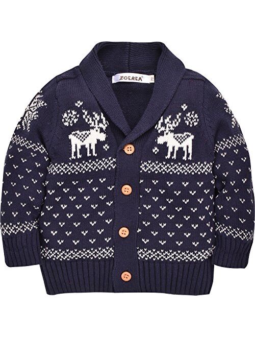 ZOEREA Toddler Unisex Baby Button-up Cotton Coat Deer Christmas Cardigan Sweater