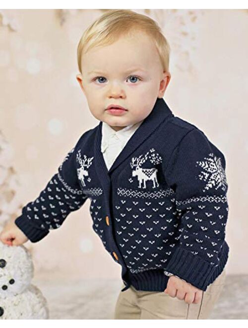 ZOEREA Toddler Unisex Baby Button-up Cotton Coat Deer Christmas Cardigan Sweater