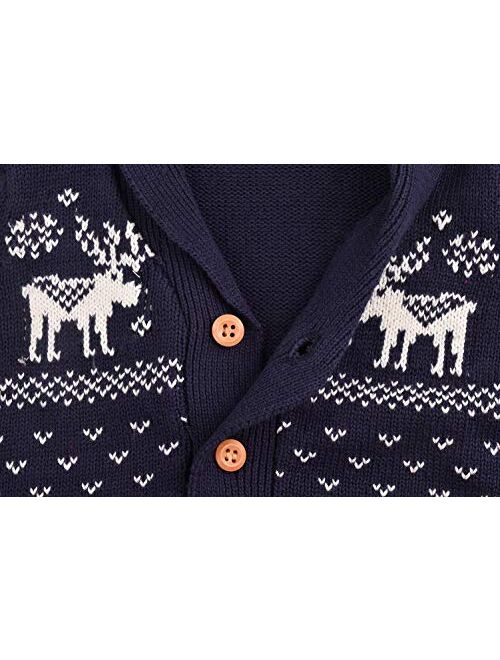 ZOEREA Toddler Unisex Baby Button-up Cotton Coat Deer Christmas Cardigan Sweater